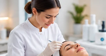Profissional realizando procedimento estético